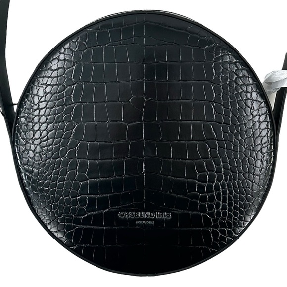 NWT Orseund Iris “Le Circle” Black Embossed Crocodile Vegan Leather Shoulder Bag - Picture 4 of 16